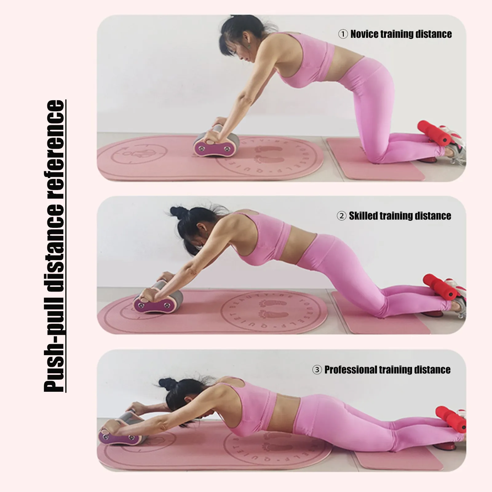 Ab Roller Fitness Equipment W/ Knee Pad Automatic Rebound