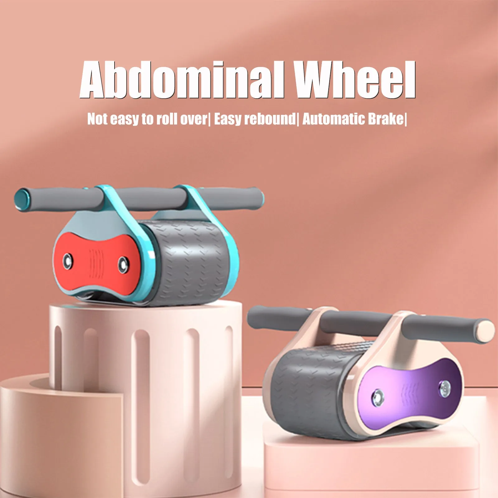 Ab Roller Fitness Equipment W/ Knee Pad Automatic Rebound
