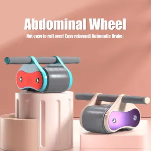 Ab Roller Fitness Equipment W/ Knee Pad Automatic Rebound