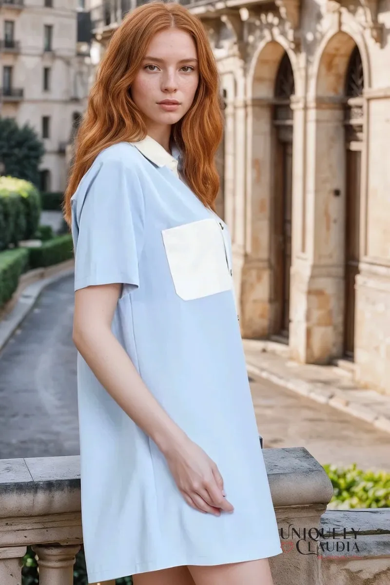 Alexa Vegan Leather Trim Shirt Dress