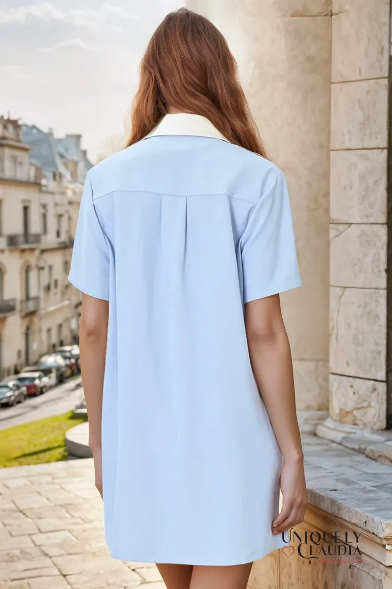 Alexa Vegan Leather Trim Shirt Dress