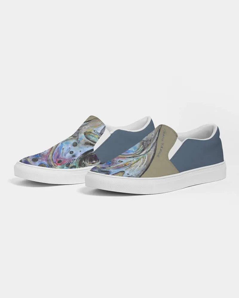 (ARTIST ORIGINAL) Mens Travis Krause Trout Slip-On Canvas Shoe