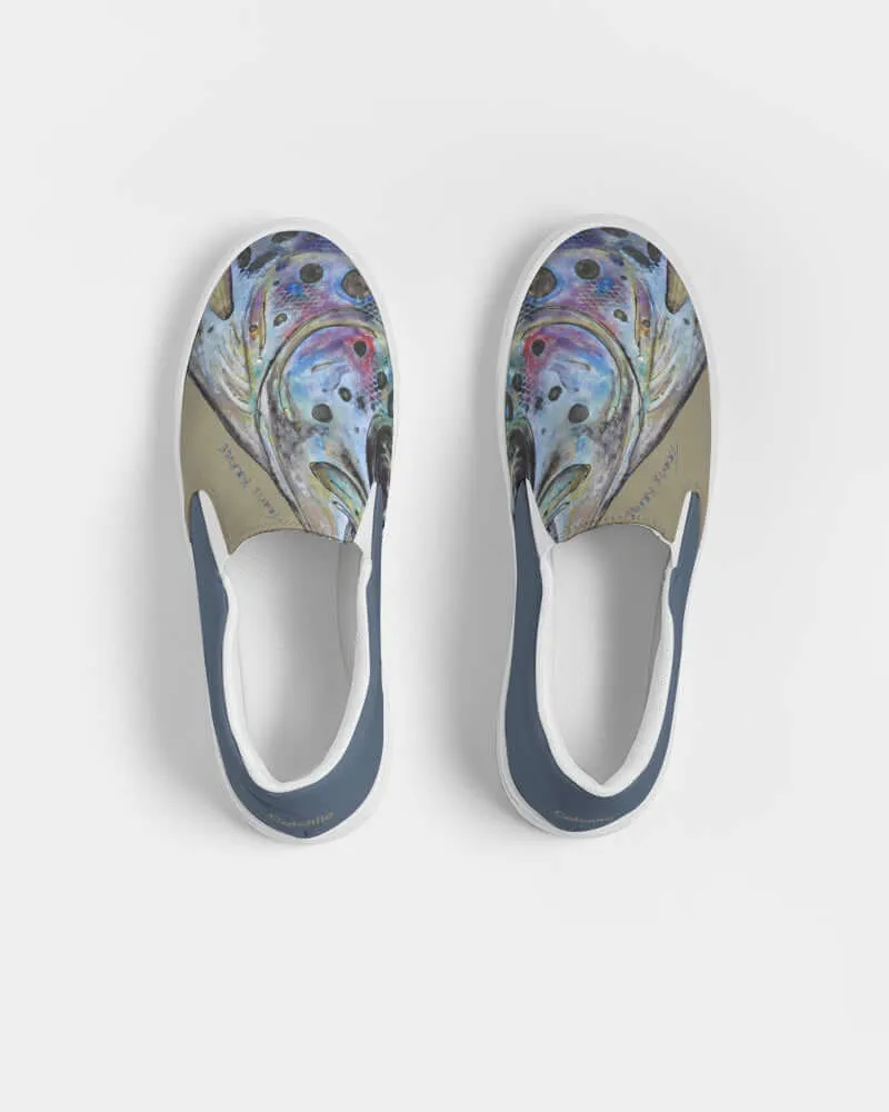 (ARTIST ORIGINAL) Mens Travis Krause Trout Slip-On Canvas Shoe