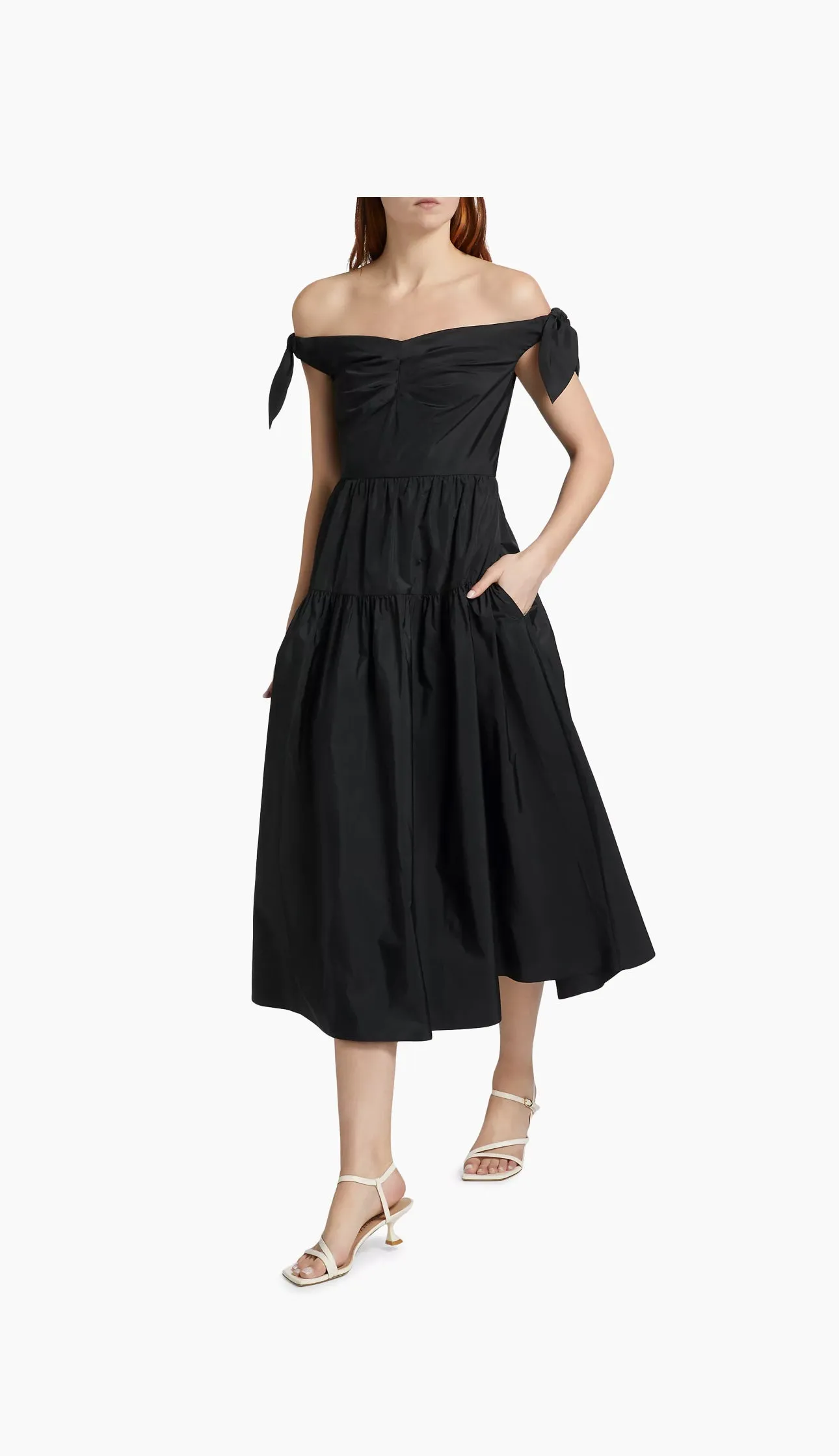 Ashland Midi Dress with Ties in Black