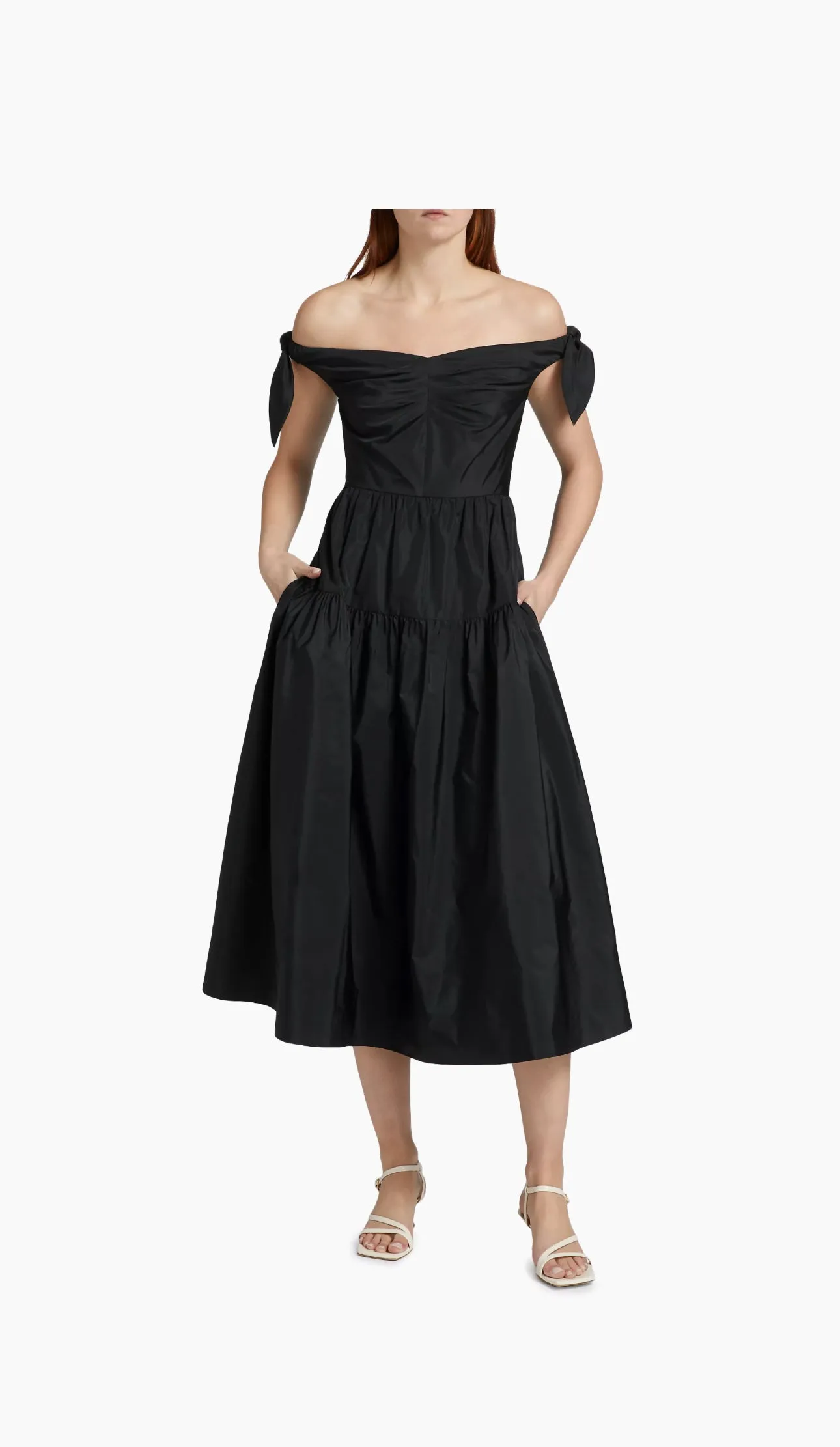 Ashland Midi Dress with Ties in Black