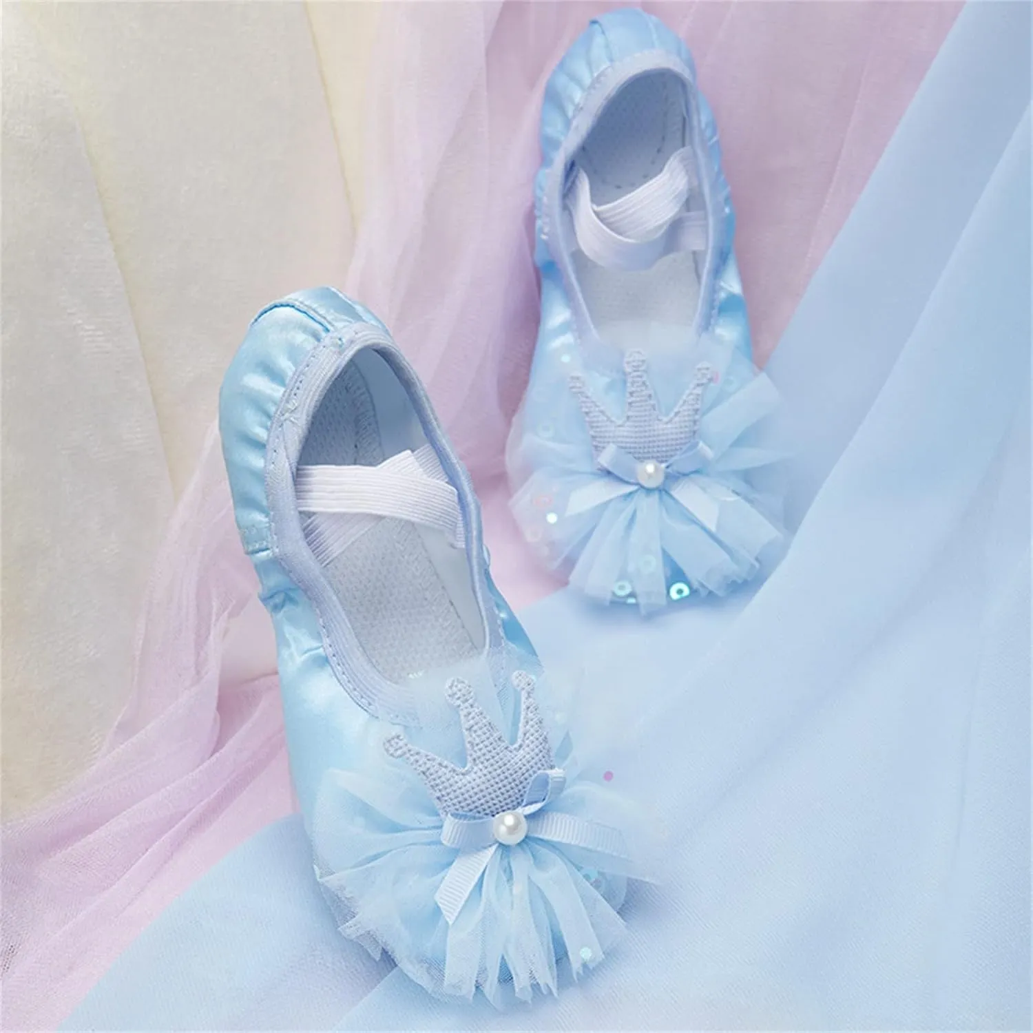 Ballet Shoes for Girls Soft Leather Ballet Slippers Lace Flower Dance Yoga Shoes for Toddler Slip On Dress Shoes