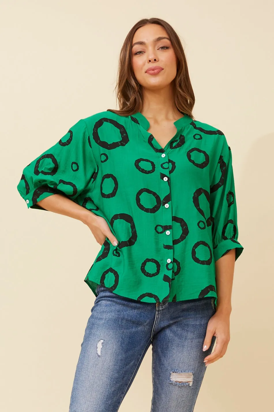 BELINA GEOMETRIC PRINT SHIRT