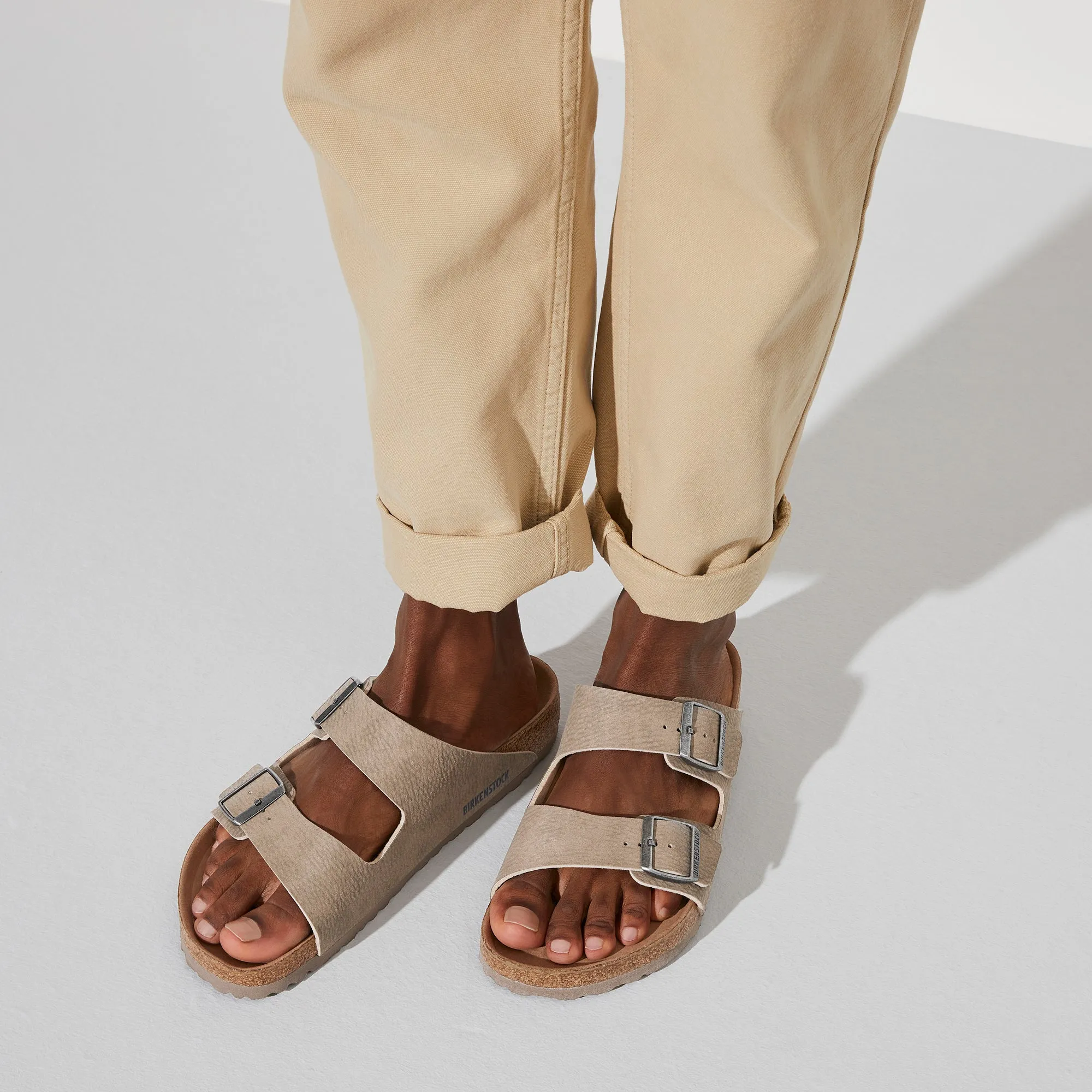 BIRKENSTOCK ARIZONA VEGAN NARROW FIT IN DUSTY GREY