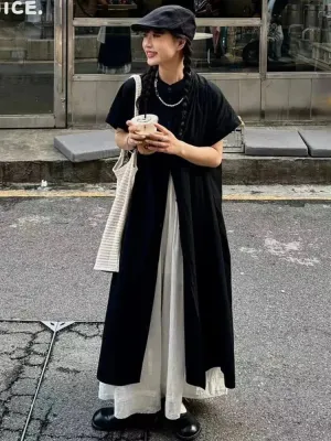 Black Oversized Kimono Shirt Dress – Gothic Casual Summer Style From Kawaii Stop