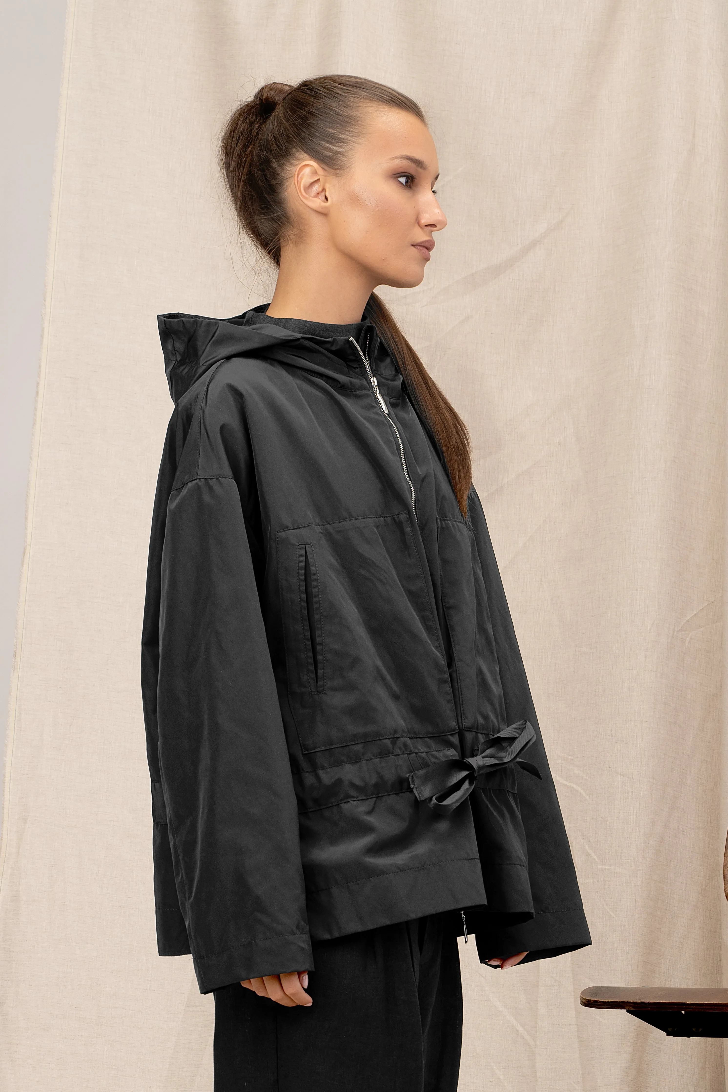 Black Windproof Women's Transitional Jacket