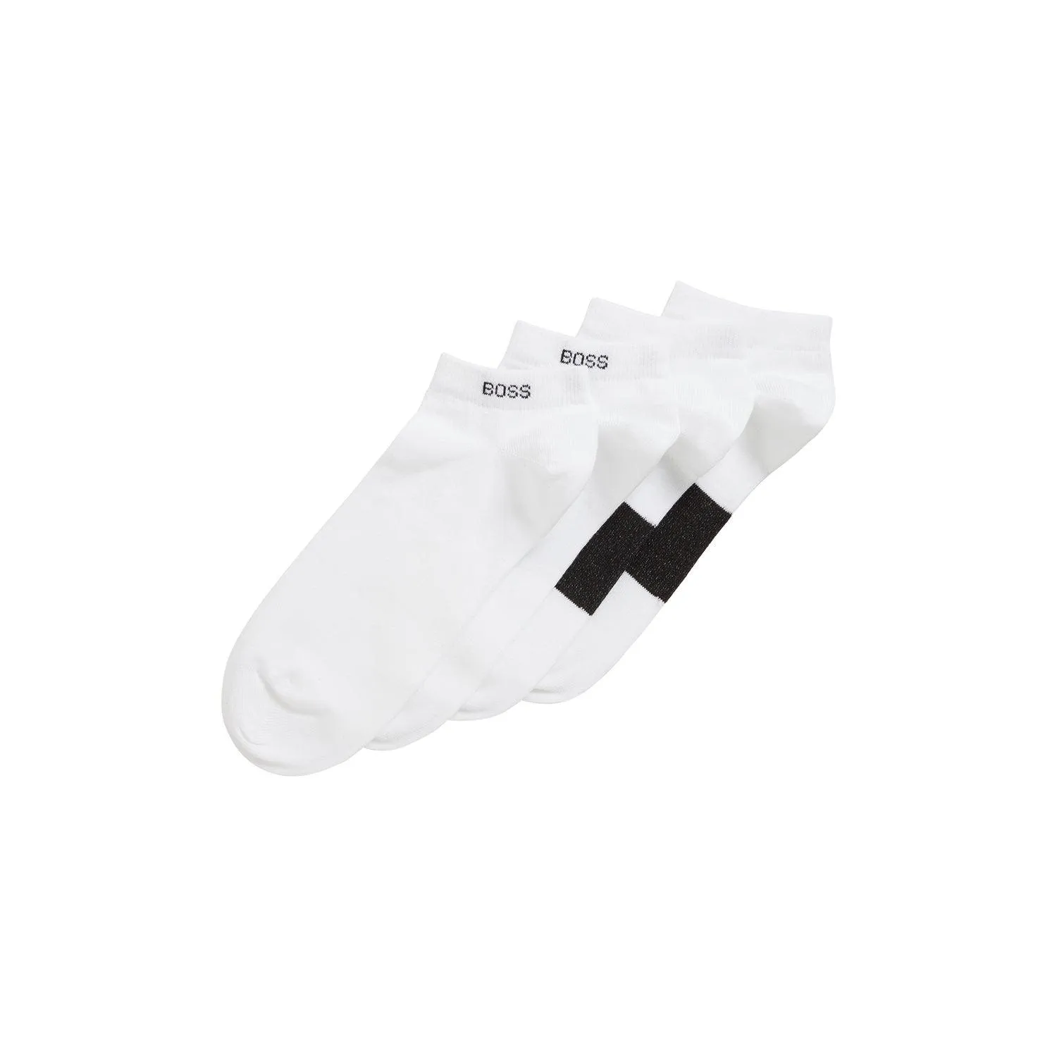 BOSS 2 Pack Quality Cotton Blend Logo Ankle Sock - White