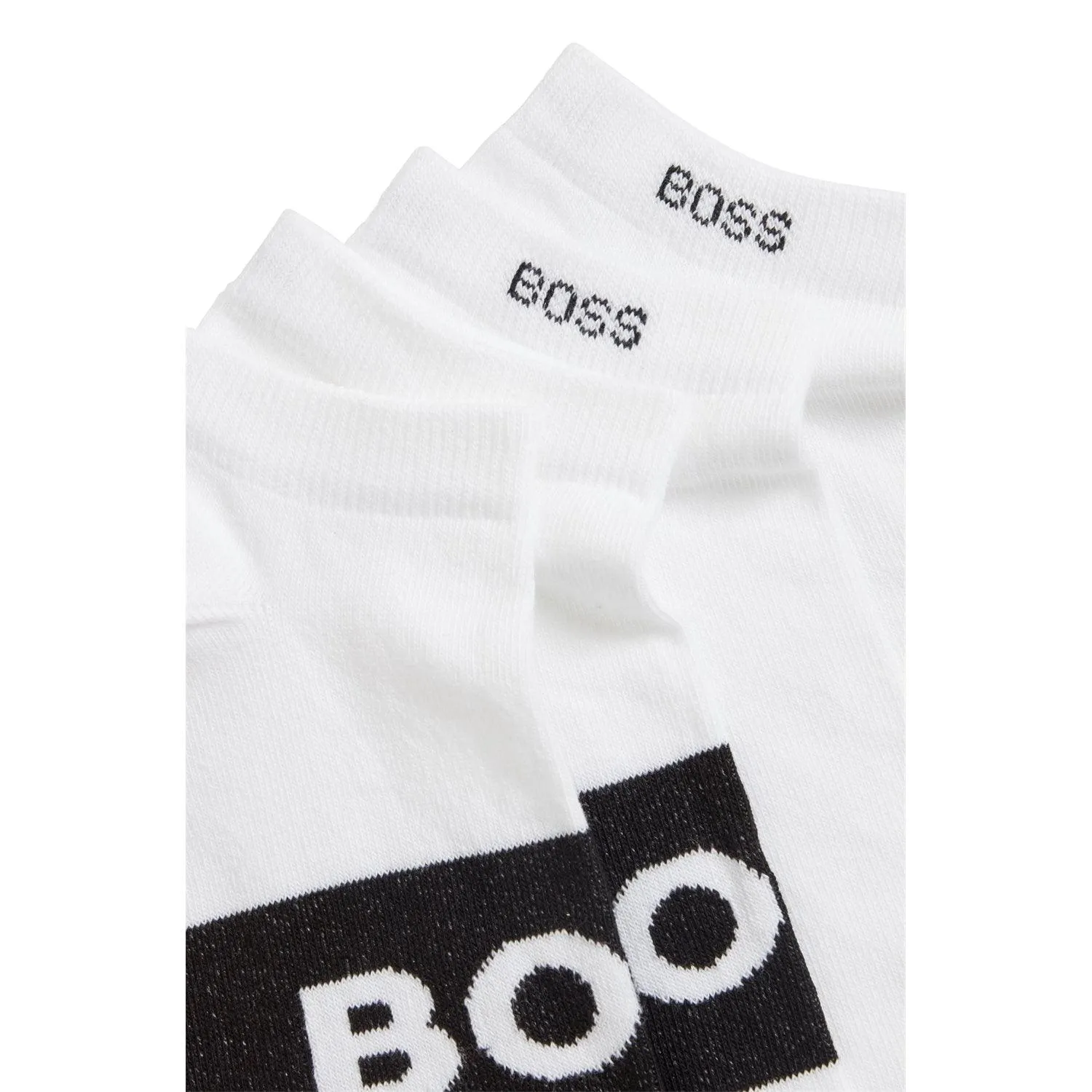BOSS 2 Pack Quality Cotton Blend Logo Ankle Sock - White