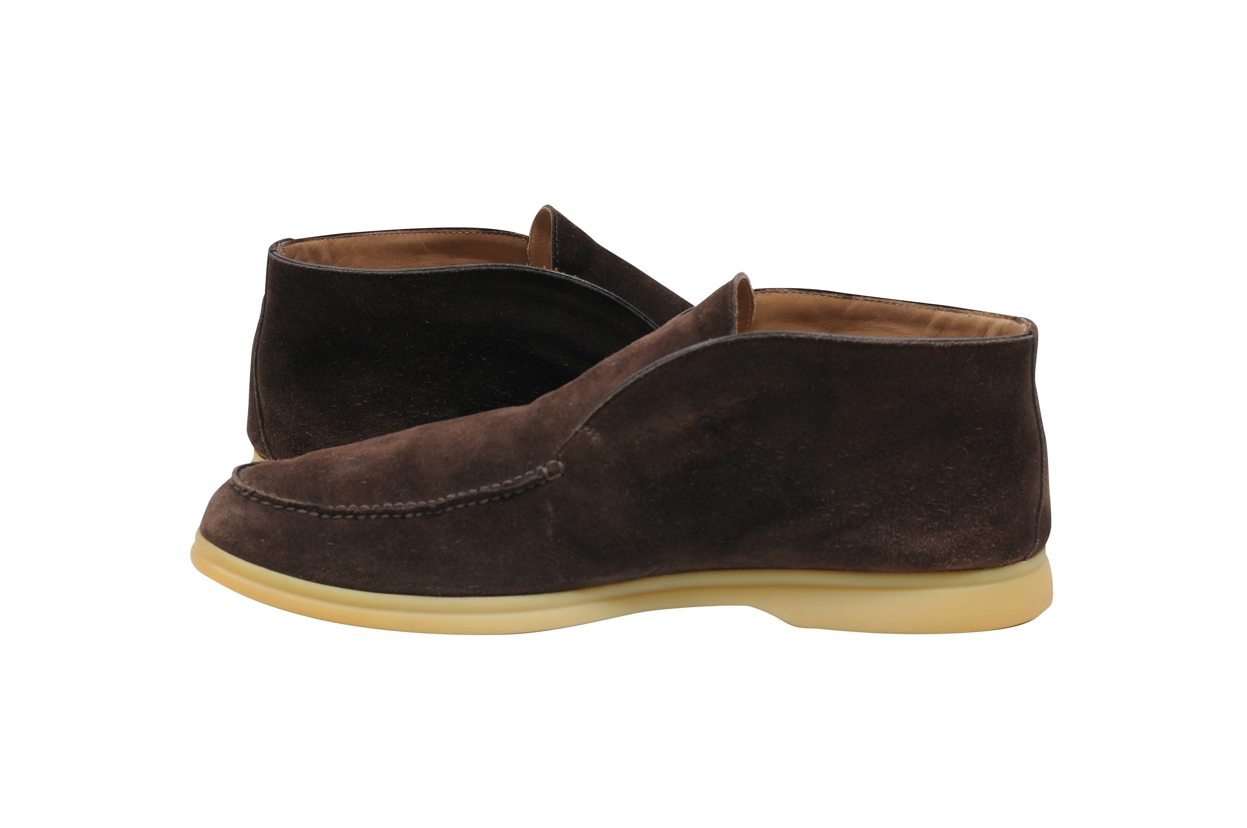Brown Suede Uomo Open Walk Mid Ankle Slip On's