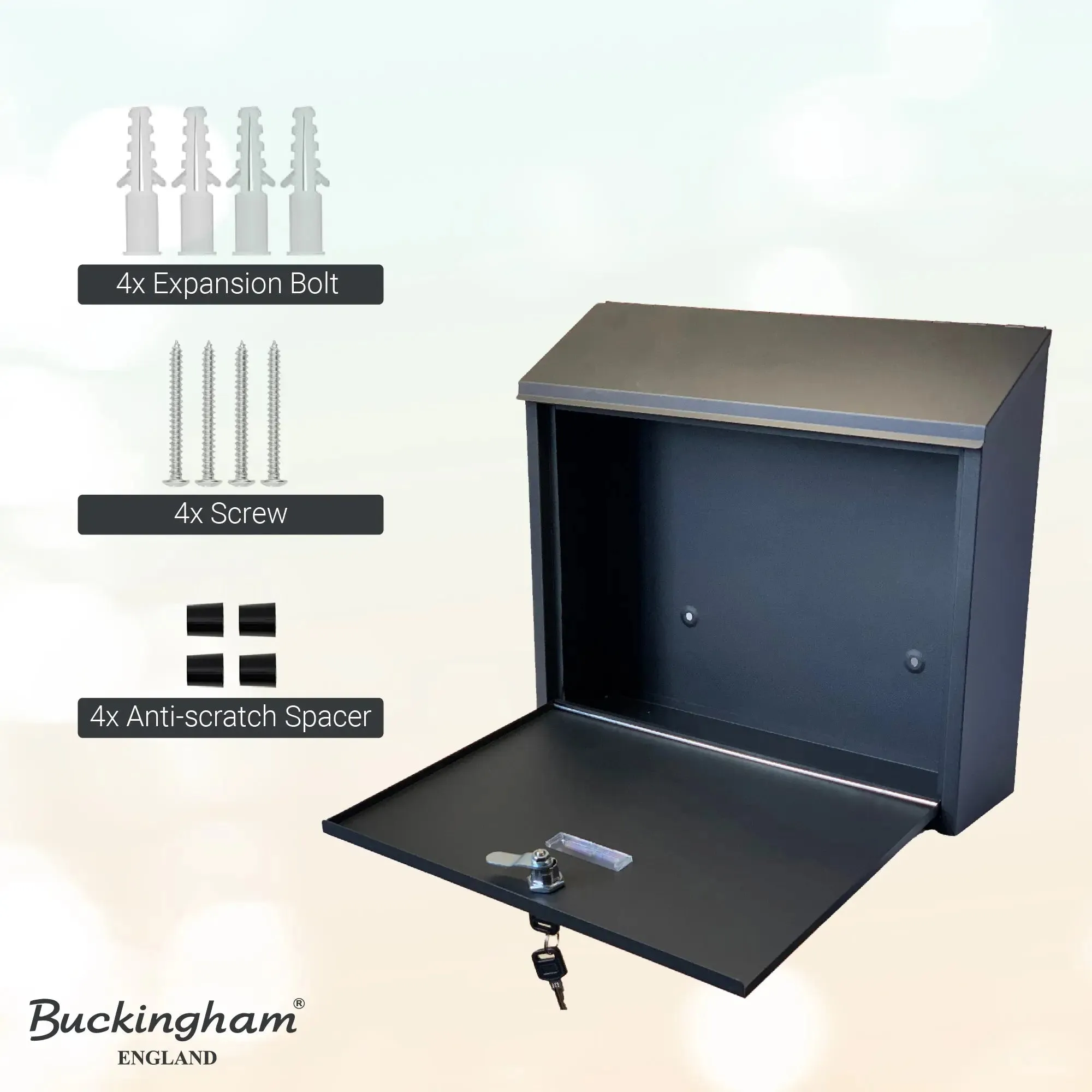 Buckingham Wall Mounted Large Steel Lockable Mailbox Post Letter Box Water Resistant mailbox