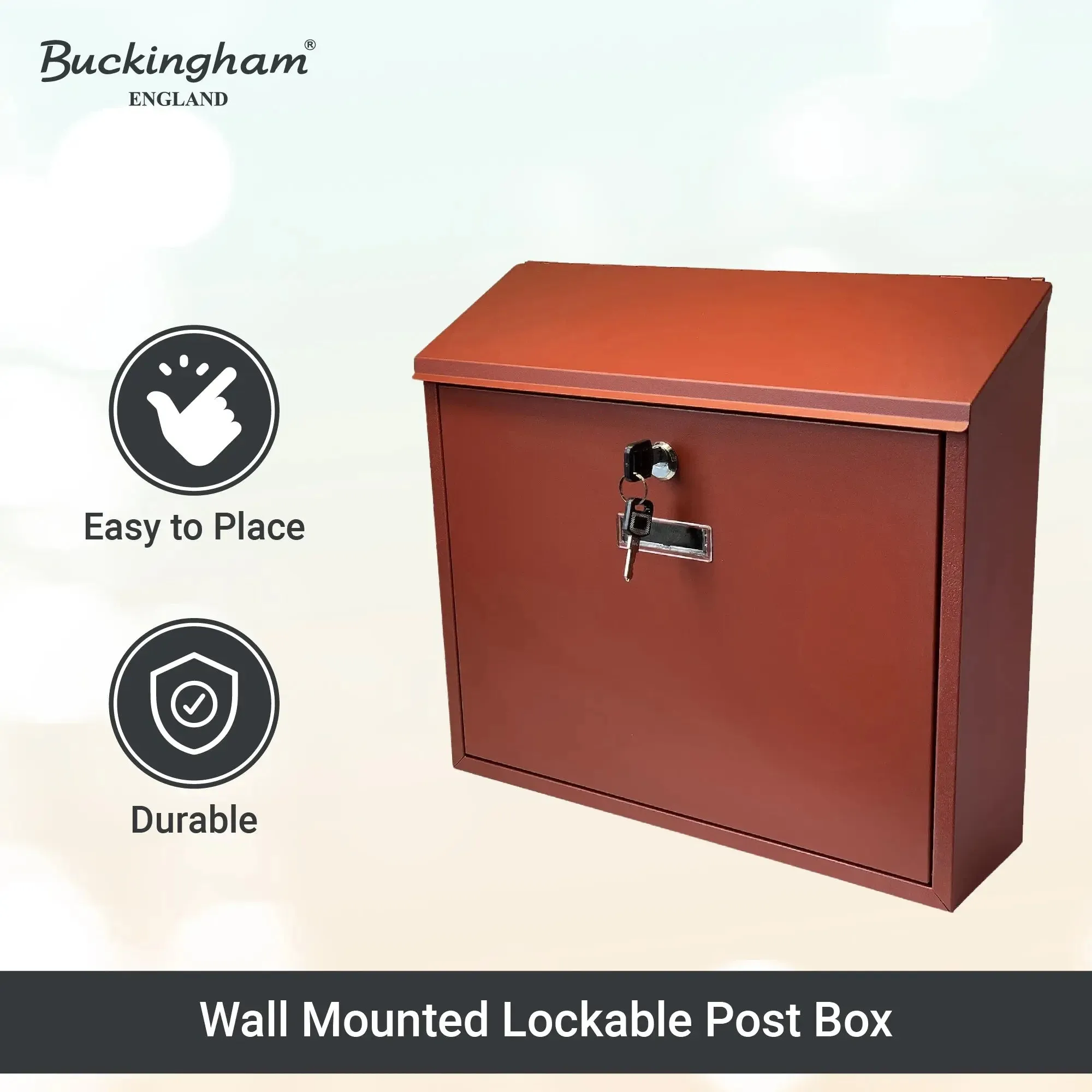 Buckingham Wall Mounted Large Steel Lockable Mailbox Post Letter Box Water Resistant mailbox