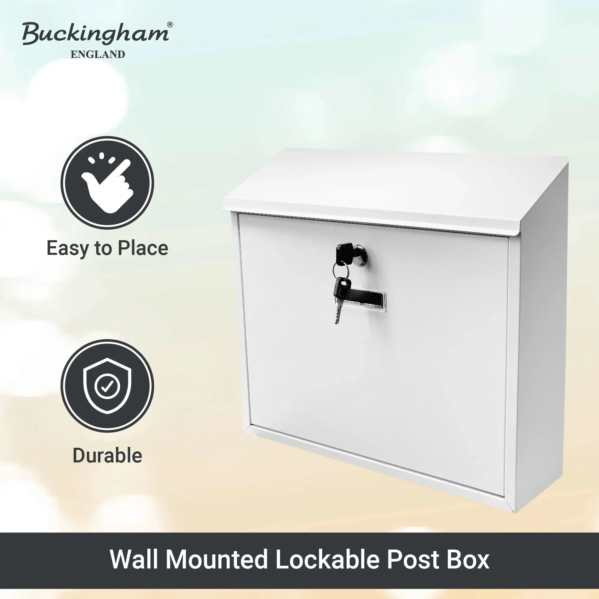 Buckingham Wall Mounted Large Steel Lockable Mailbox Post Letter Box Water Resistant mailbox