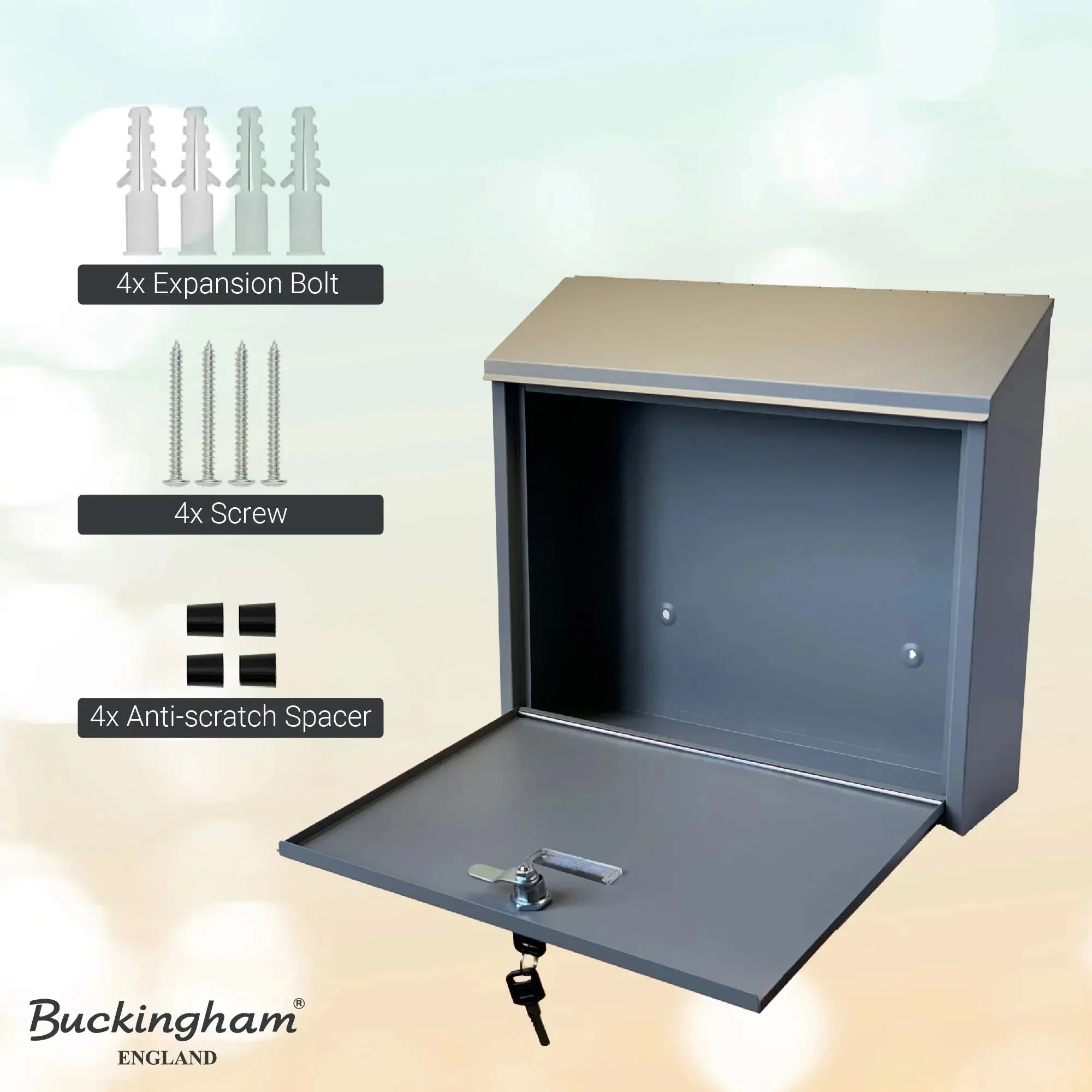 Buckingham Wall Mounted Large Steel Lockable Mailbox Post Letter Box Water Resistant mailbox