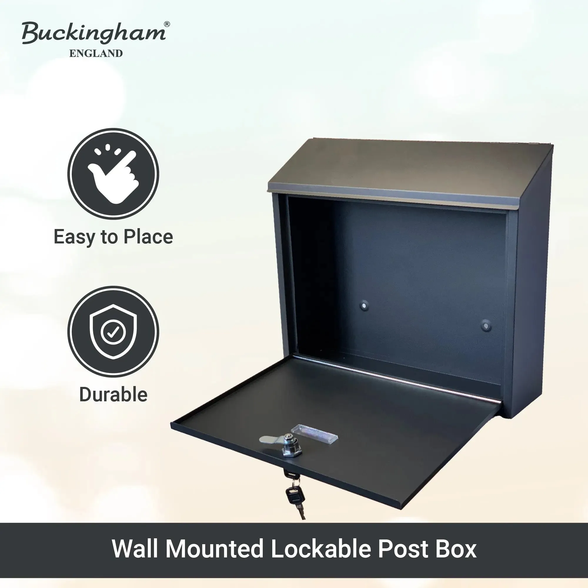 Buckingham Wall Mounted Large Steel Lockable Mailbox Post Letter Box Water Resistant mailbox