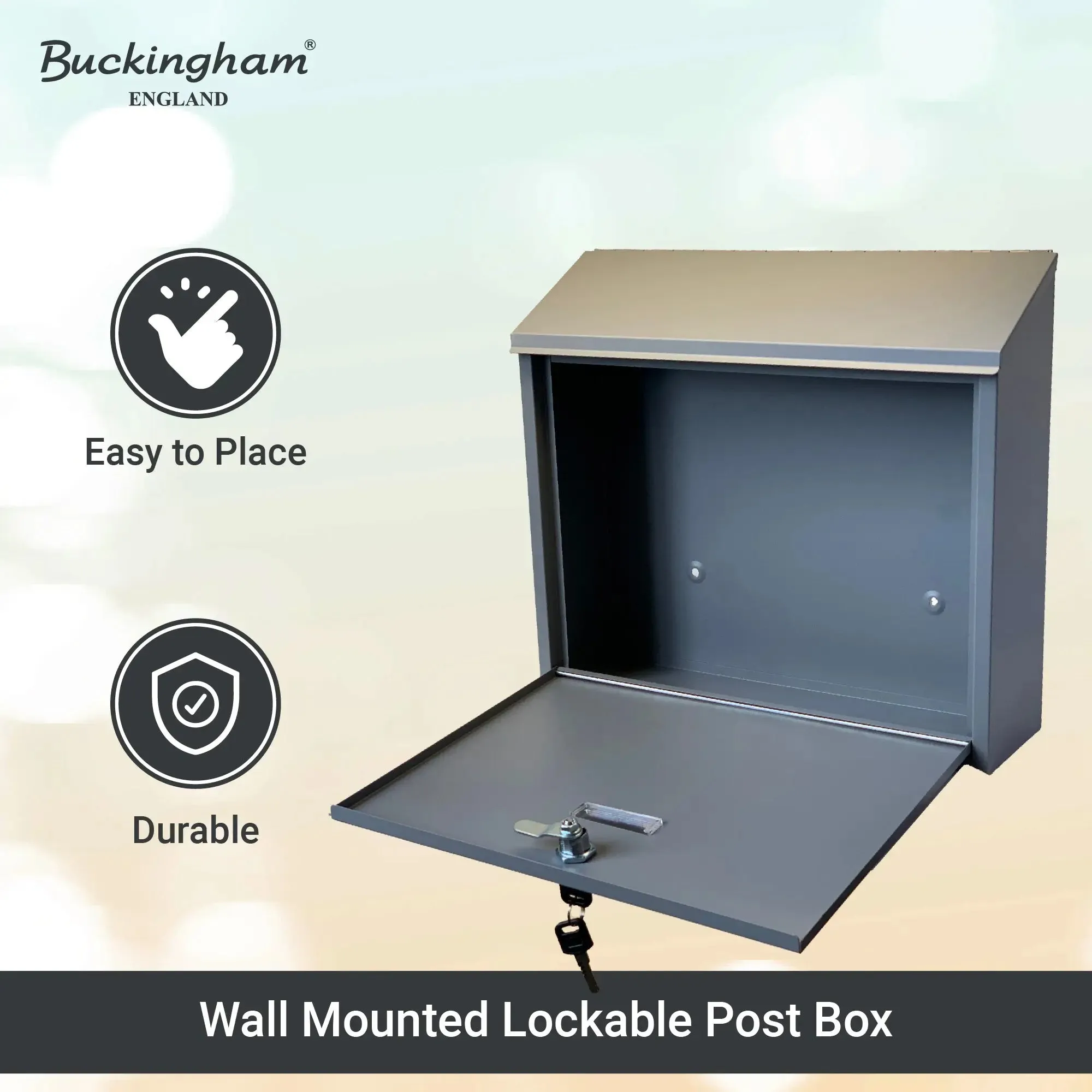 Buckingham Wall Mounted Large Steel Lockable Mailbox Post Letter Box Water Resistant mailbox