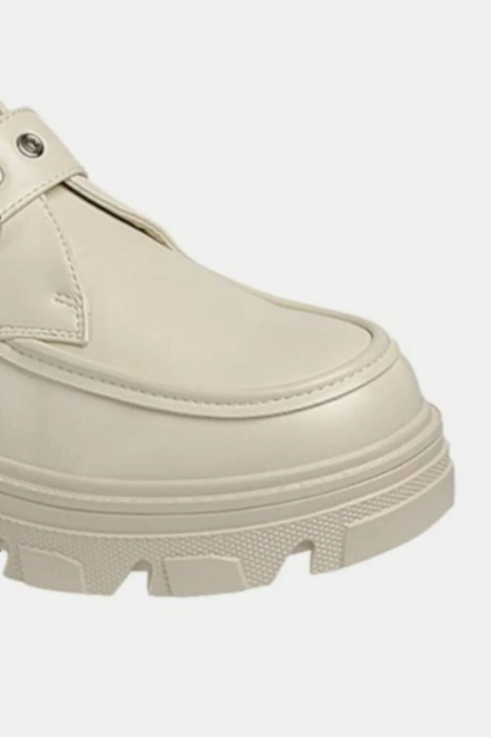 Buckled Platform Lug Sole Loafers in Ivory