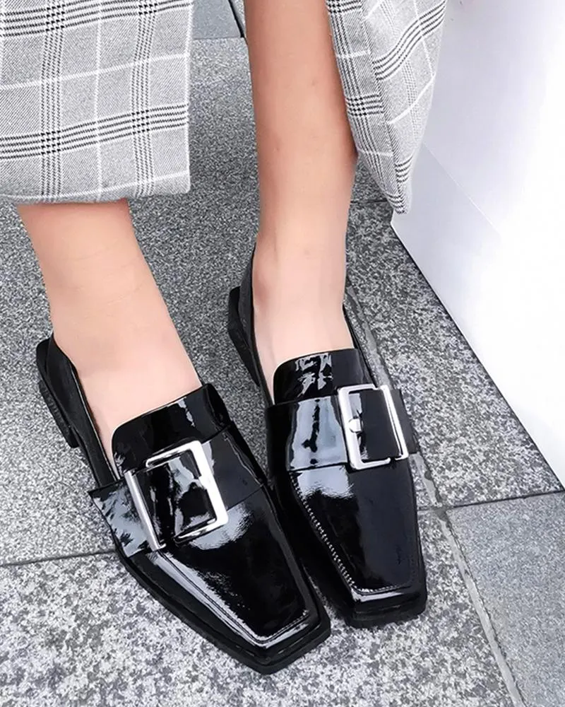 Buckled Square Toe Chunky Loafers