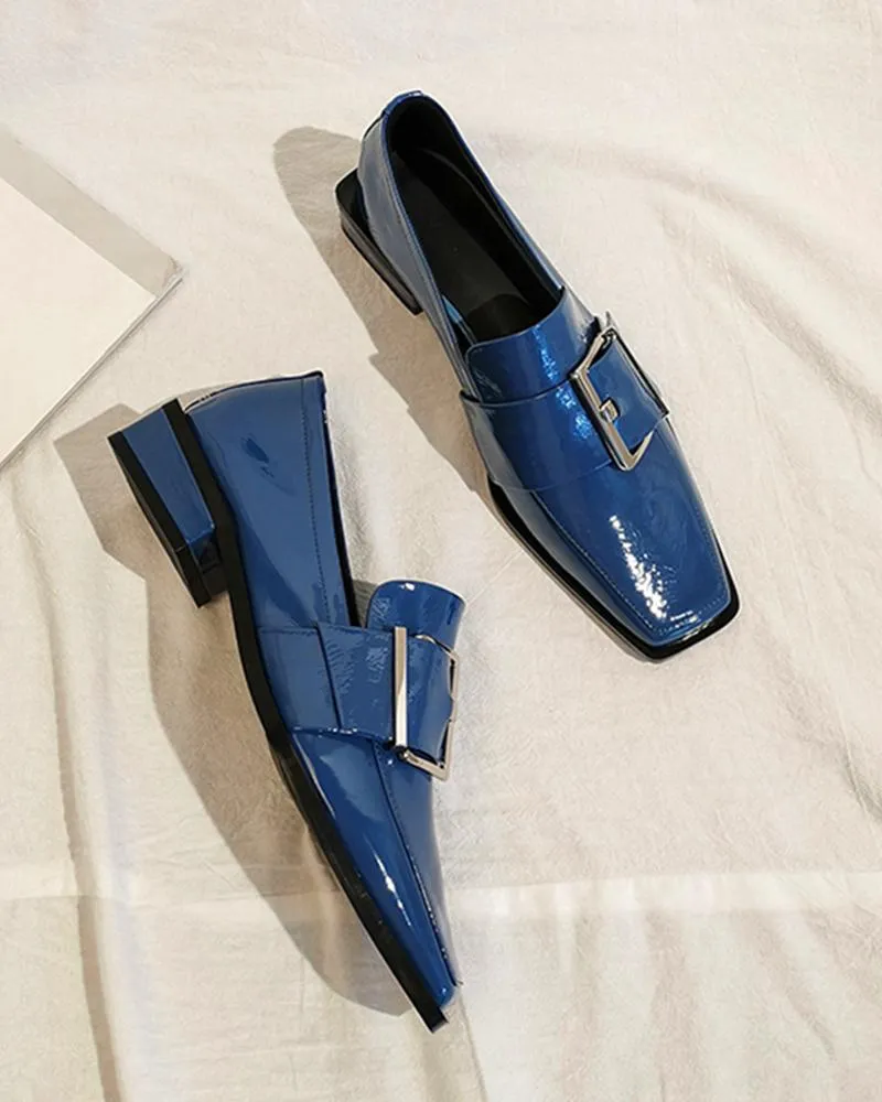 Buckled Square Toe Chunky Loafers