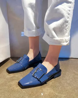 Buckled Square Toe Chunky Loafers