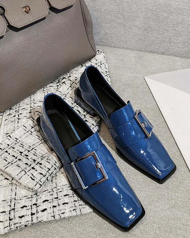 Buckled Square Toe Chunky Loafers