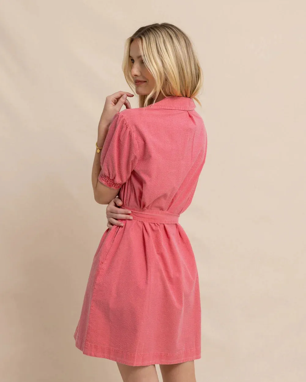 CALAN SEERSUCKER DRESS ROSE PINK