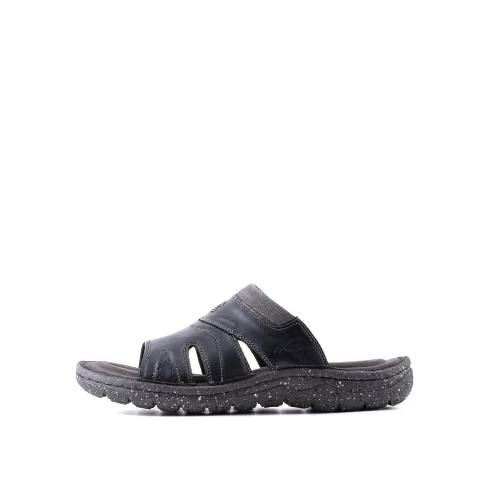 camel active Leather Slip On Front Panel Sandals Men Black BURTON - 892408-ES1SV-1