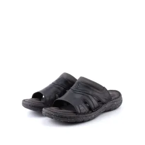 camel active Leather Slip On Front Panel Sandals Men Black BURTON - 892408-ES1SV-1