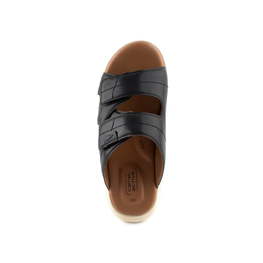 camel active Women Iris Comfort Slip-On Sandals -782404-DZ01SV-1-BLACK