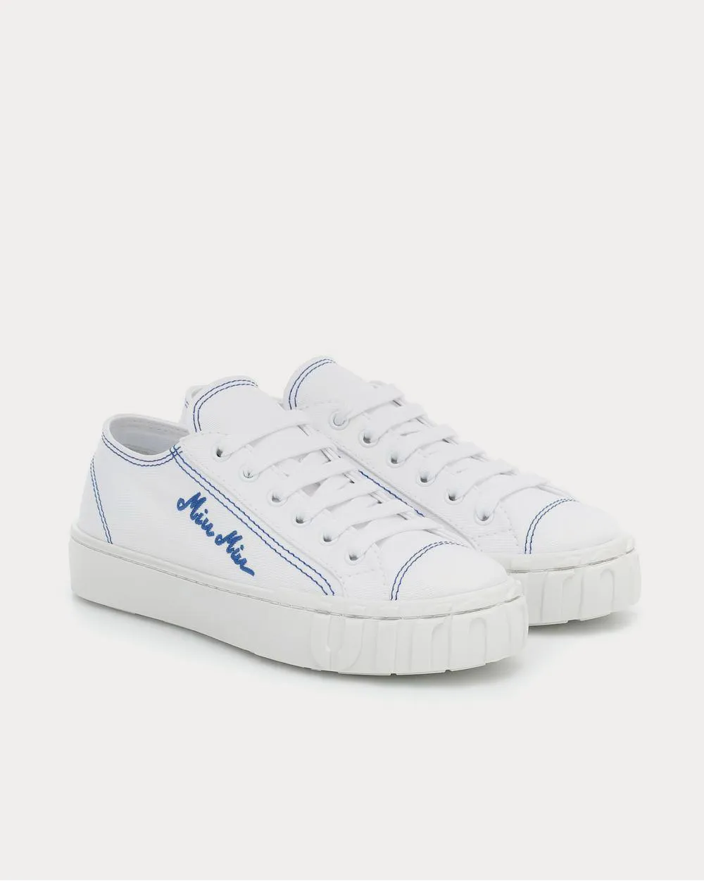 Canvas Bianco Bluette Low Top Sneakers