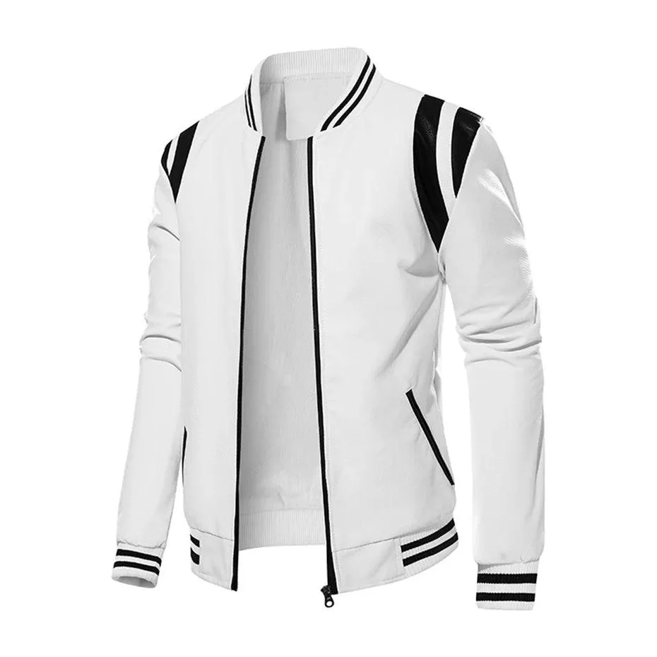 Casual Patchwork Faux Leather Jacket - Perfect for Spring and Autumn