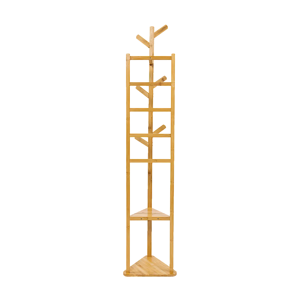 Clothes Coat Rack Wooden Tree Garment Stand Shelf Hanger with Hooks