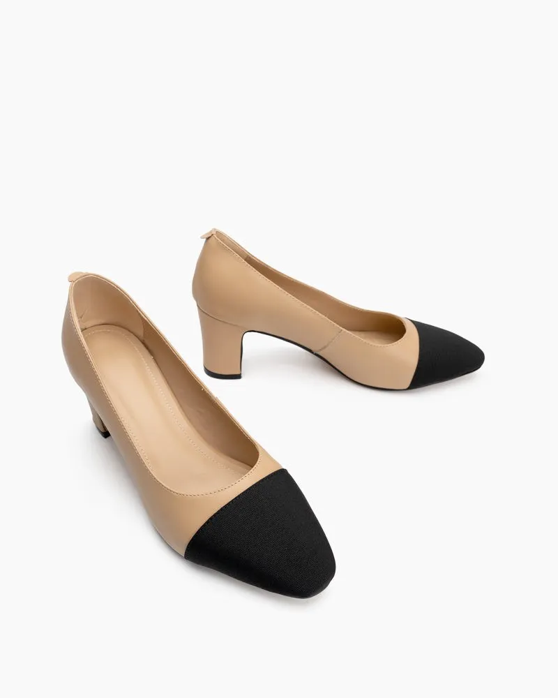 Colorblock Patchwork Flat & Mid Heel Shallow Mouth Loafers