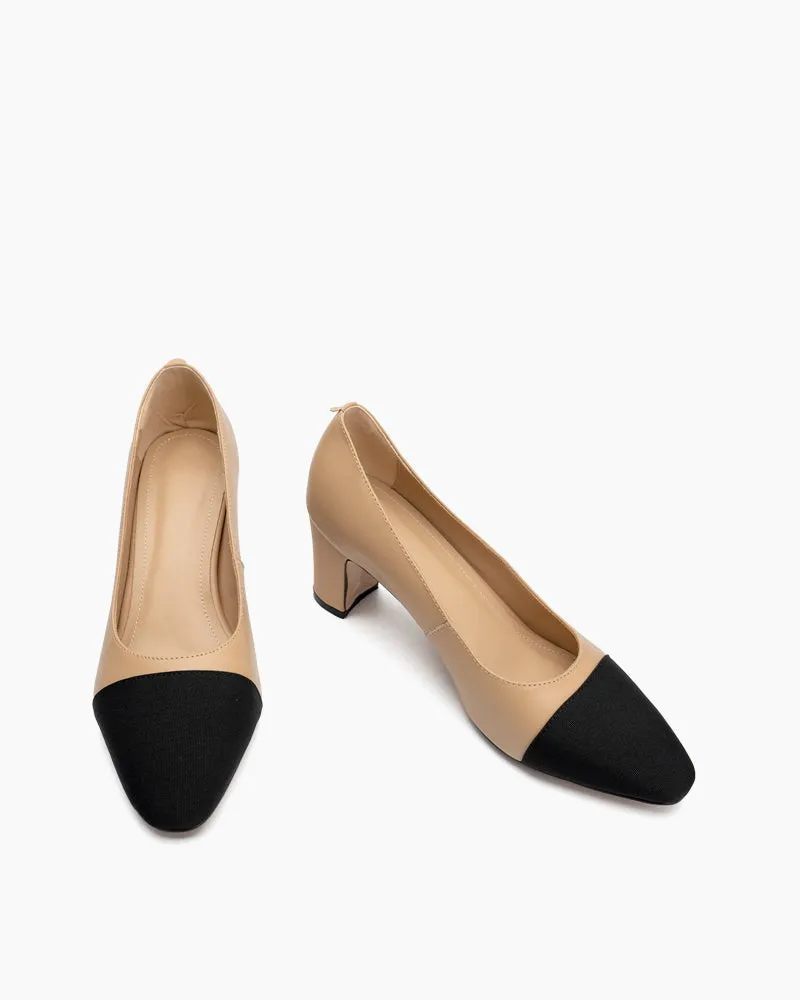 Colorblock Patchwork Flat & Mid Heel Shallow Mouth Loafers