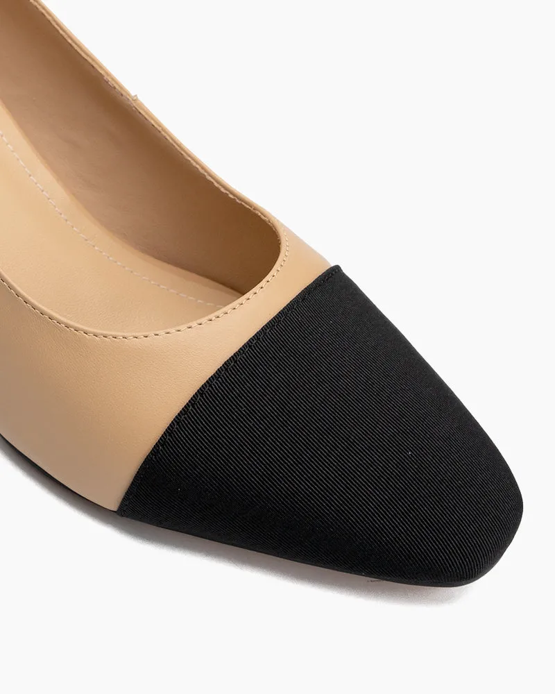 Colorblock Patchwork Flat & Mid Heel Shallow Mouth Loafers