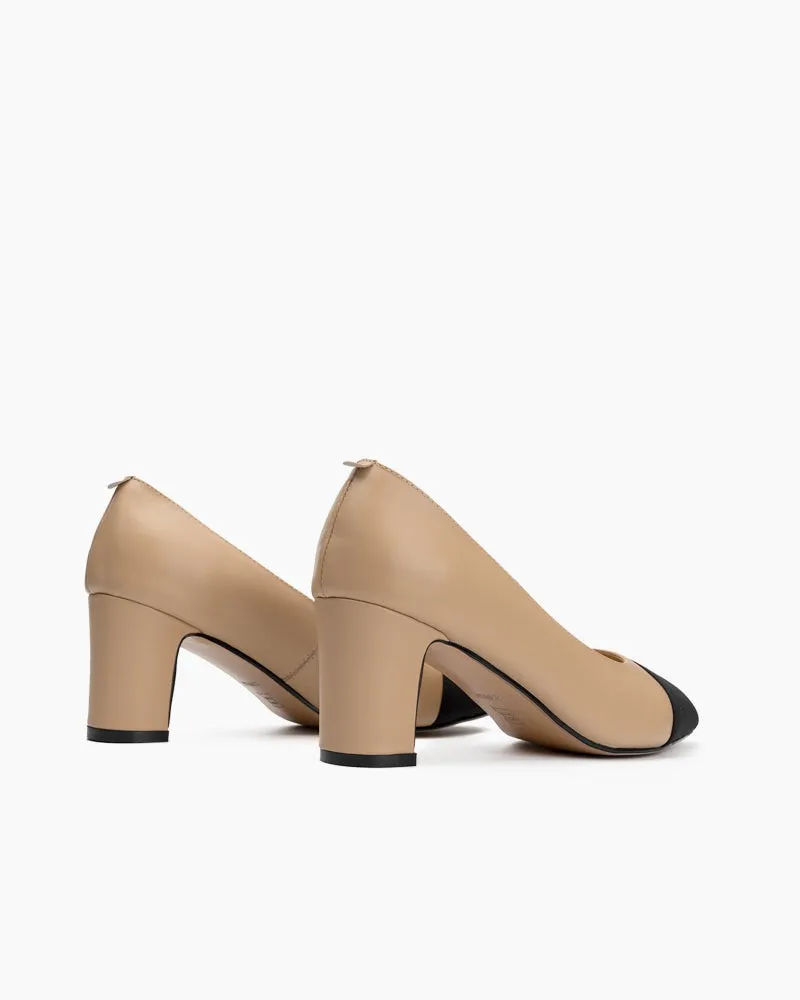 Colorblock Patchwork Flat & Mid Heel Shallow Mouth Loafers