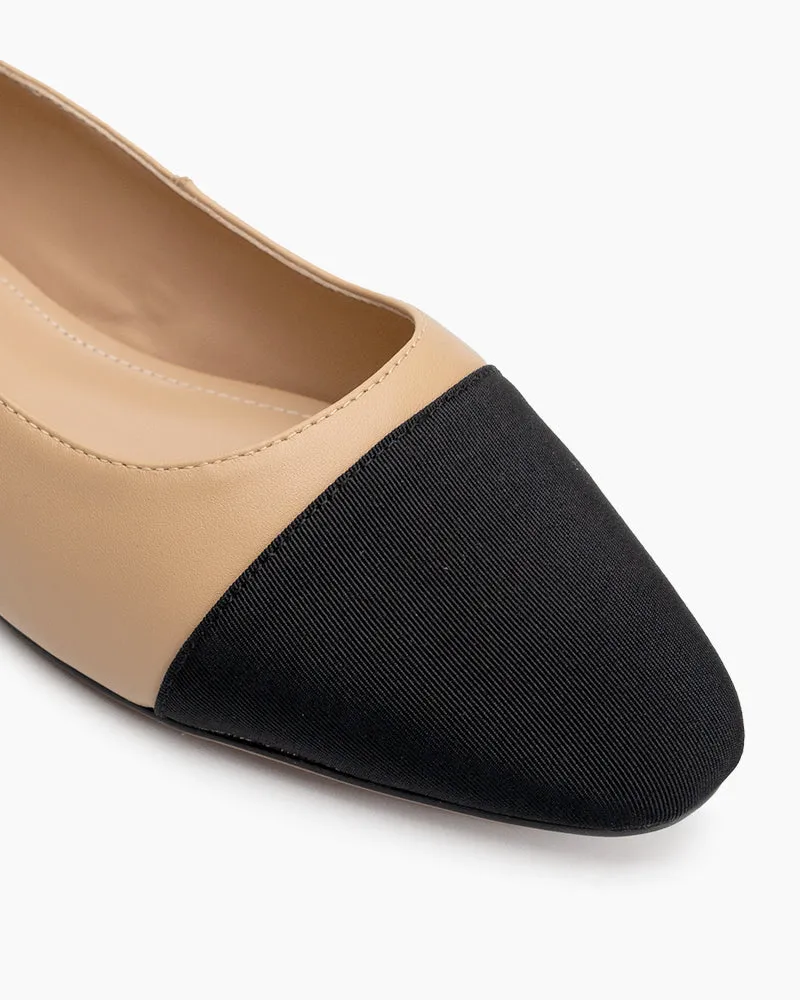 Colorblock Patchwork Flat & Mid Heel Shallow Mouth Loafers