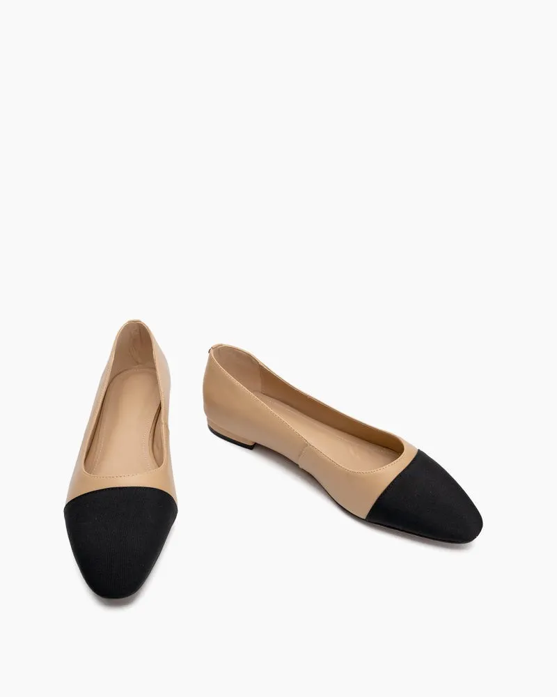 Colorblock Patchwork Flat & Mid Heel Shallow Mouth Loafers