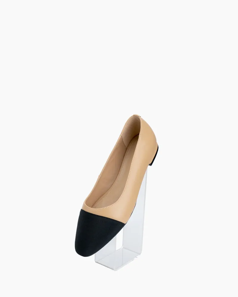 Colorblock Patchwork Flat & Mid Heel Shallow Mouth Loafers