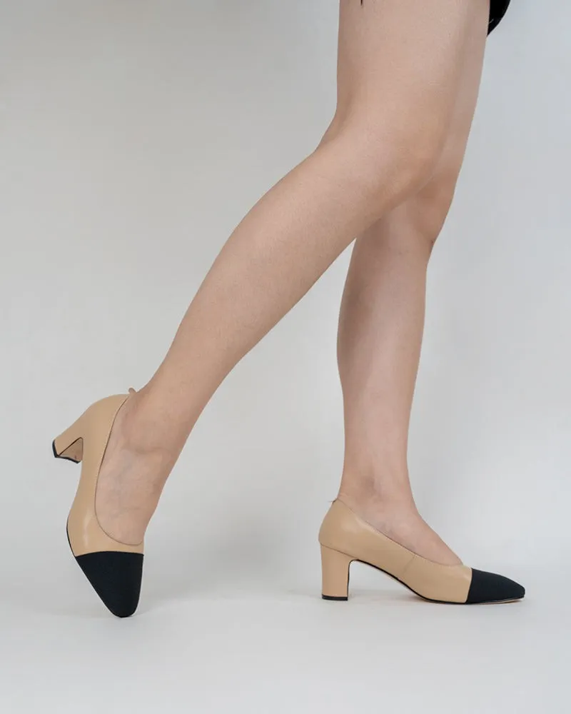 Colorblock Patchwork Flat & Mid Heel Shallow Mouth Loafers