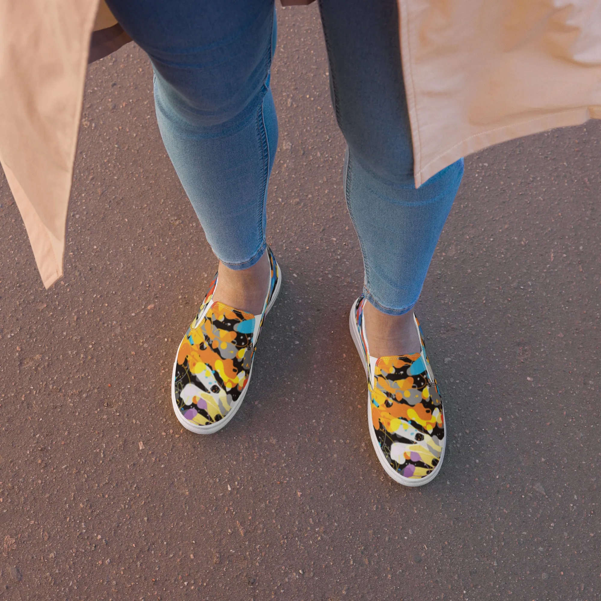 Colorful lava print Women's slip-on shoes