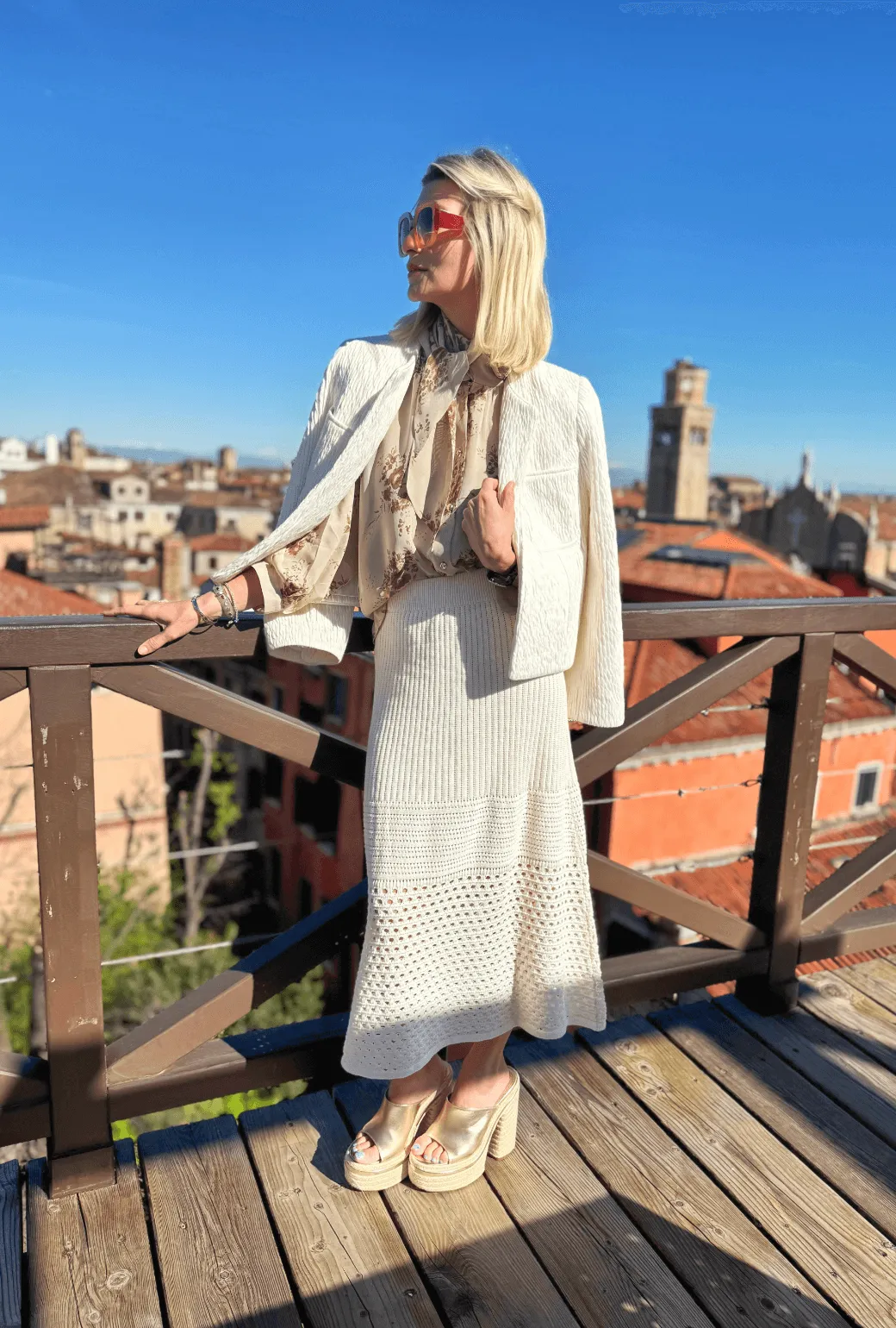 Crocheted Knit Skirt - Ivory