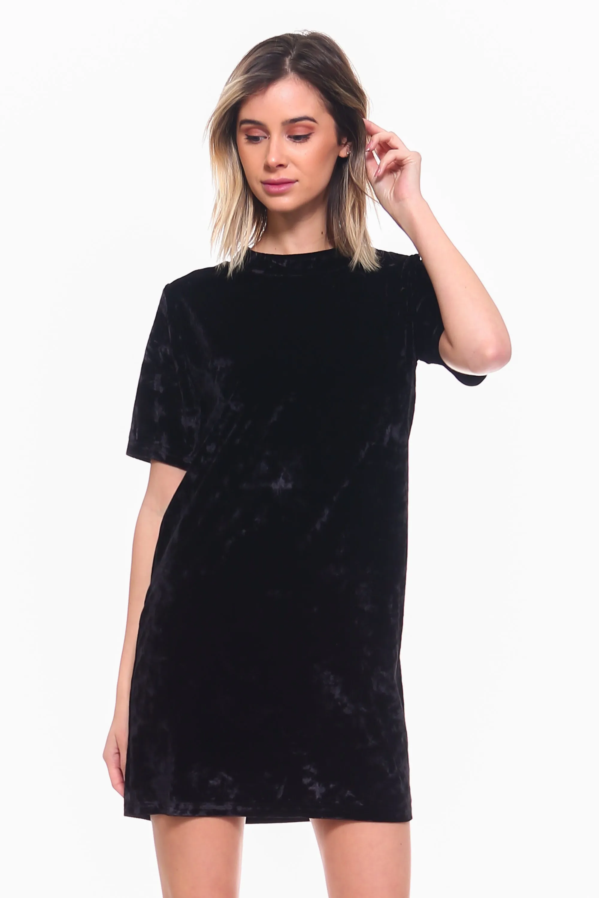 Crushed Velvet T-Shirt Dress