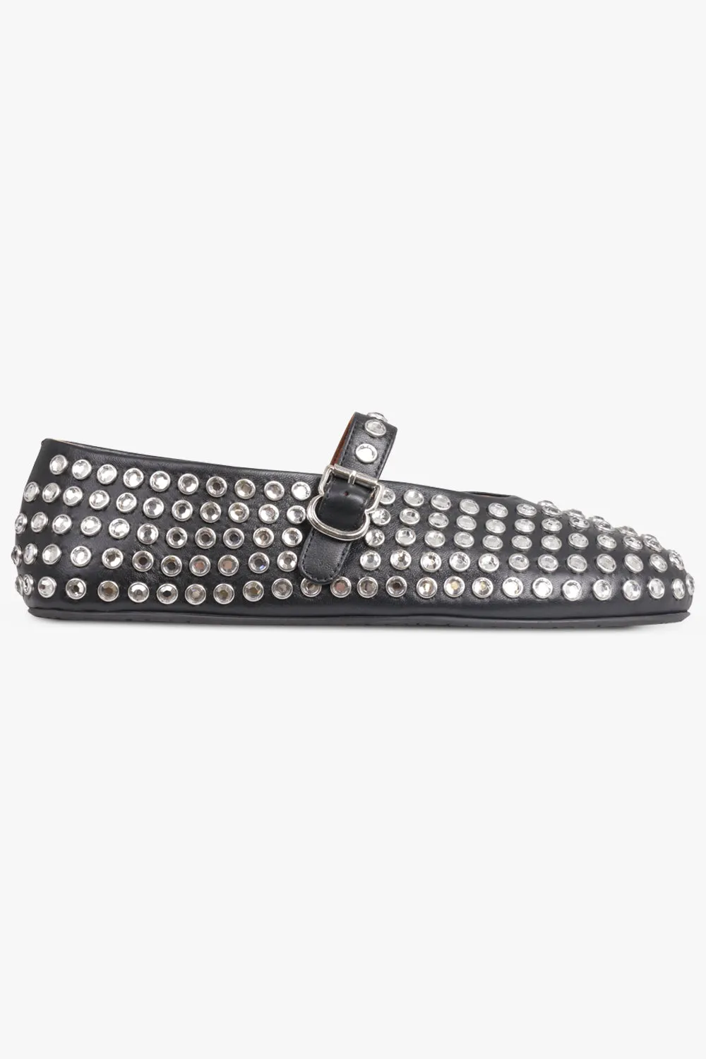 Crystal Embellished Ballet Flat | Black
