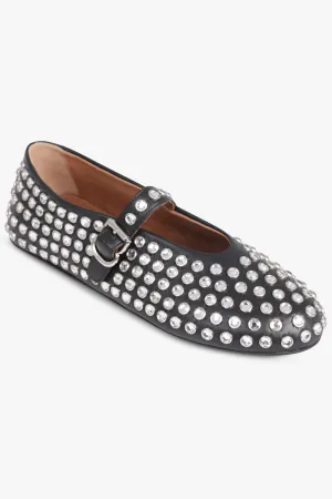 Crystal Embellished Ballet Flat | Black