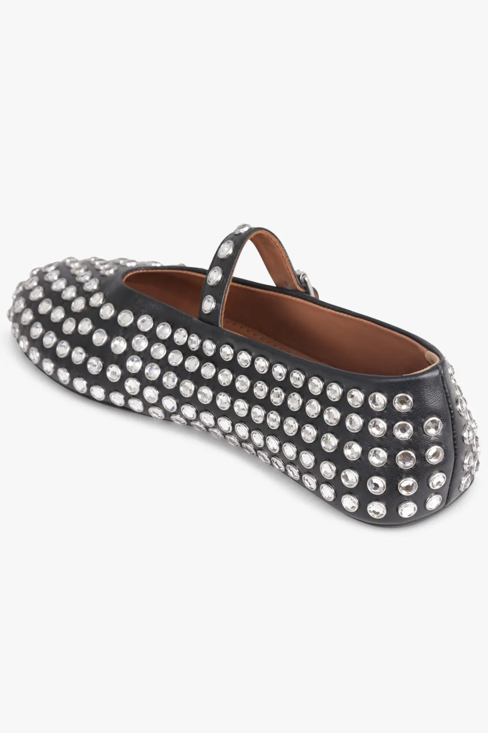 Crystal Embellished Ballet Flat | Black