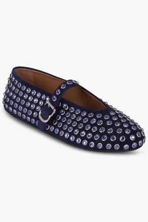 Crystal Embellished Ballet Flat | Slate Blue